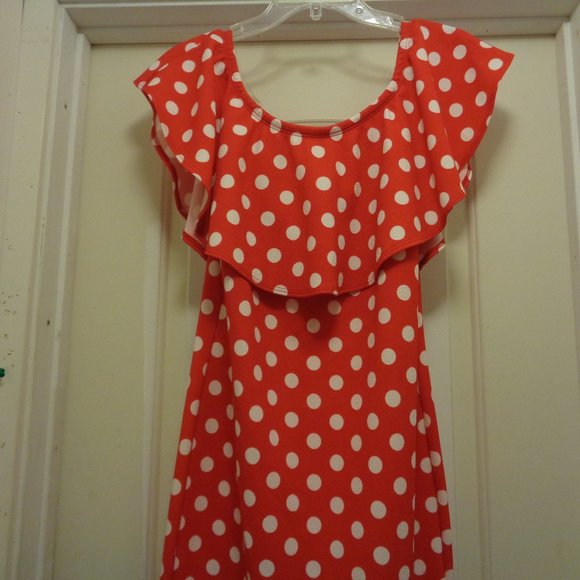 MINNIE MOUSE DARLING IN DOTS RUFFLES KNIT DRESS BY GOT STYLE X LG - Picture 4 of 6